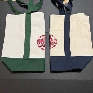 Trader Joe's Canvas Tote Bag Set - Green and Navy